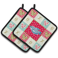 "Caroline's Treasures CK5490PTHD Opaline Gourami Love Pair of Pot Holders potholders, Multicolor"