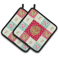 "Caroline's Treasures CK5444PTHD Teddy Bear Hamster Love Pair of Pot Holders potholders, Multicolor"