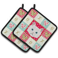 "Caroline's Treasures CK5135PTHD Napoleon Cat Love Pair of Pot Holders potholders, Multicolor"