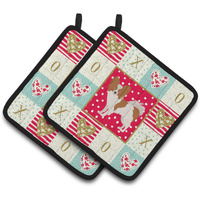 "Caroline's Treasures CK5871PTHD Papillon #1 Love Pair of Pot Holders potholders, Multicolor"