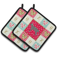 "Caroline's Treasures CK5690PTHD Russian Blue #2 Cat Love Pair of Pot Holders potholders, Multicolor"