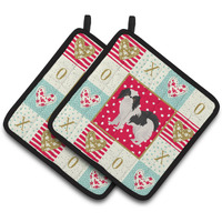 "Caroline's Treasures CK5849PTHD Japanese Chin #2 Love Pair of Pot Holders potholders, Multicolor"