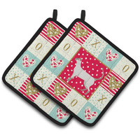 "Caroline's Treasures CK5704PTHD Siamese Modern #1 Cat Love Pair of Pot Holders potholders, Multicolor"