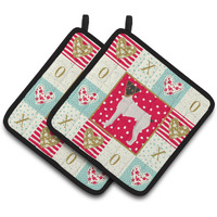 "Caroline's Treasures CK5851PTHD Japanese Terrier Love Pair of Pot Holders potholders, Multicolor"