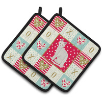 "Caroline's Treasures CK5738PTHD Aphrodite Giant Cat Love Pair of Pot Holders potholders, Multicolor"