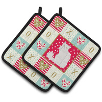 "Caroline's Treasures CK5740PTHD Asian Semi Longhaired Cat Love Pair of Pot Holders potholders, Multicolor"