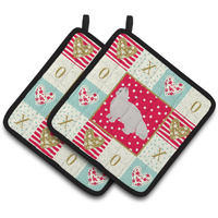 "Caroline's Treasures CK5675PTHD White Persian Traditional Cat Love Pair of Pot Holders potholders, Multicolor"