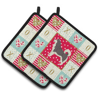 "Caroline's Treasures CK5903PTHD Alaskan Malamute Love Pair of Pot Holders potholders, Multicolor"