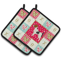 "Caroline's Treasures CK5937PTHD Jack Russell Terrier Love Pair of Pot Holders potholders, Multicolor"