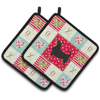 "Caroline's Treasures CK5940PTHD Lancashire Terrier Love Pair of Pot Holders potholders, Multicolor"