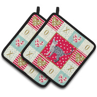 "Caroline's Treasures CK5572PTHD California Spangled #1 Cat Love Pair of Pot Holders potholders, Multicolor"