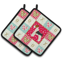 "Caroline's Treasures CK5928PTHD Fox Terrier Love Pair of Pot Holders potholders, Multicolor"