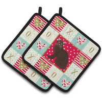 "Caroline's Treasures CK5748PTHD Burmese #2 Cat Love Pair of Pot Holders potholders, Multicolor"