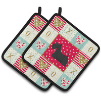"Caroline's Treasures CK5950PTHD Scottish Terrier Love Pair of Pot Holders potholders, Multicolor"