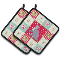 "Caroline's Treasures CK5737PTHD American Polydactyl #2 Cat Love Pair of Pot Holders potholders, Multicolor"