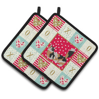 "Caroline's Treasures CK5652PTHD Munchkin #3 Cat Love Pair of Pot Holders potholders, Multicolor"