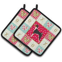 "Caroline's Treasures CK5907PTHD Basenji Love Pair of Pot Holders potholders, Multicolor"