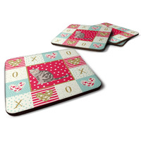 "Caroline's Treasures CK5762FC Foldex Exotic Fold Cat Love Foam Set of 4 coasters, Multicolor"