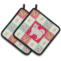 "Caroline's Treasures CK5847PTHD Italian Spitz Love Pair of Pot Holders potholders, Multicolor"