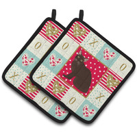 "Caroline's Treasures CK5747PTHD Burmese Cat Love Pair of Pot Holders potholders, Multicolor"