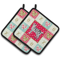 "Caroline's Treasures CK5544PTHD American Bobtail #1 Cat Love Pair of Pot Holders potholders, Multicolor"