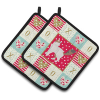 "Caroline's Treasures CK5727PTHD Turkish Van Cat Love Pair of Pot Holders potholders, Multicolor"
