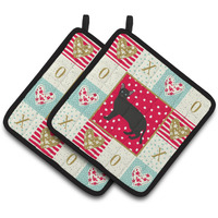 "Caroline's Treasures CK5691PTHD Russian White Black #1 Cat Love Pair of Pot Holders potholders, Multicolor"