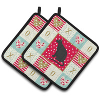 "Caroline's Treasures CK5775PTHD Ojos Azules Cat Love Pair of Pot Holders potholders, Multicolor"