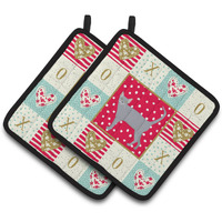 "Caroline's Treasures CK5689PTHD Russian Blue #1 Cat Love Pair of Pot Holders potholders, Multicolor"