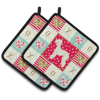 "Caroline's Treasures CK5910PTHD Bedlington Terrier Love Pair of Pot Holders potholders, Multicolor"