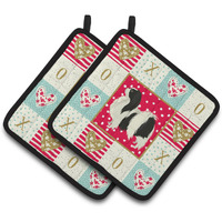 "Caroline's Treasures CK5938PTHD Japanese Chin Love Pair of Pot Holders potholders, Multicolor"