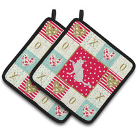 "Caroline's Treasures CK5766PTHD Khao Manee Cat Love Pair of Pot Holders potholders, Multicolor"