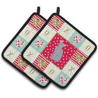 "Caroline's Treasures CK5782PTHD Russian Blue Cat Love Pair of Pot Holders potholders, Multicolor"