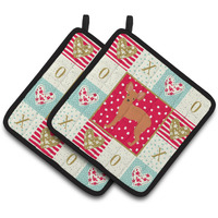 "Caroline's Treasures CK5890PTHD Russian Tor Terrier #2 Love Pair of Pot Holders potholders, Multicolor"