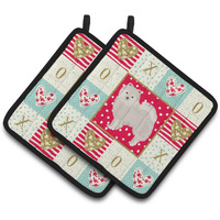 "Caroline's Treasures CK5850PTHD Japanese Spitz Love Pair of Pot Holders potholders, Multicolor"