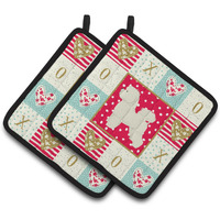 "Caroline's Treasures CK5911PTHD Bichon Frise Love Pair of Pot Holders potholders, Multicolor"