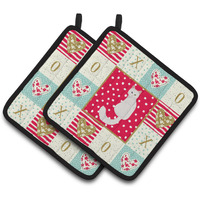"Caroline's Treasures CK5801PTHD Turkish Angora Cat Love Pair of Pot Holders potholders, Multicolor"