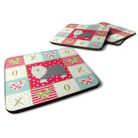 "Caroline's Treasures CK5942FC Old English Sheepdog Love Foam Set of 4 coasters, Multicolor"