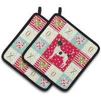 "Caroline's Treasures CK5957PTHD Toy Fox Terrier Love Pair of Pot Holders potholders, Multicolor"