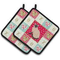 "Caroline's Treasures CK5787PTHD Siamese Traditional Cat Love Pair of Pot Holders potholders, Multicolor"