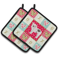 "Caroline's Treasures CK5831PTHD English Bulldog #2 Love Pair of Pot Holders potholders, Multicolor"