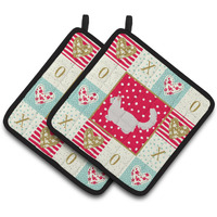 "Caroline's Treasures CK5651PTHD Munchkin #2 Cat Love Pair of Pot Holders potholders, Multicolor"