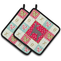 "Caroline's Treasures CK5805PTHD Abyssinian Sand Terrier Love Pair of Pot Holders potholders, Multicolor"