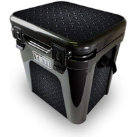 MightySkins YEROAD24-Black Diamond Plate Skin for Yeti Roadie 24 Hard cooler - Black Diamond Plate