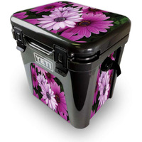MightySkins YEROAD24-Purple Flowers Skin for Yeti Roadie 24 Hard cooler - Purple Flowers