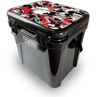 MightySkins YEROA24LID-Red camo Skin for Yeti Roadie 24 Hard cooler Lid - Red camo