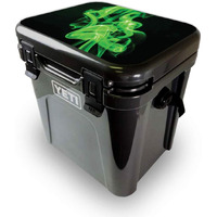 MightySkins YEROA24LID-green Flames Skin for Yeti Roadie 24 Hard cooler Lid - green Flames