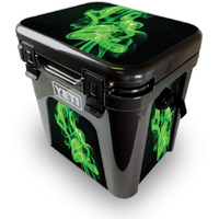 MightySkins YEROAD24-green Flames Skin for Yeti Roadie 24 Hard cooler - green Flames