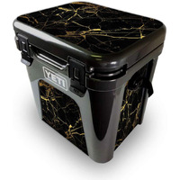 MightySkins YEROAD24-Black gold Marble Skin for Yeti Roadie 24 Hard cooler - Black gold Marble
