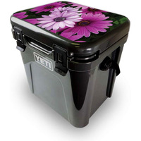 MightySkins YEROA24LID-Purple Flowers Skin for Yeti Roadie 24 Hard cooler Lid - Purple Flowers